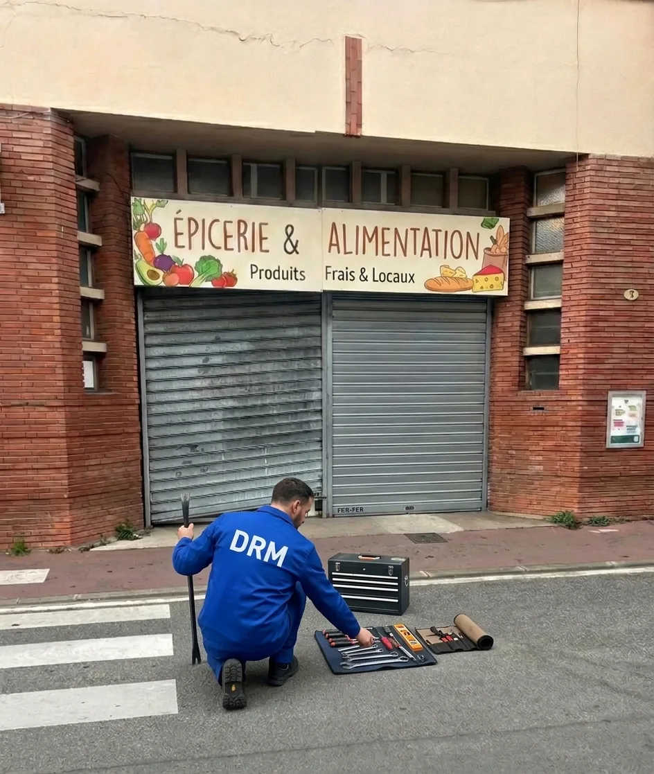 Rideau de boutique débloqué — Rideau métallique à Issy-les-Moulineaux Rideau de boutique débloqué — Rideau métallique à Issy-les-Moulineaux